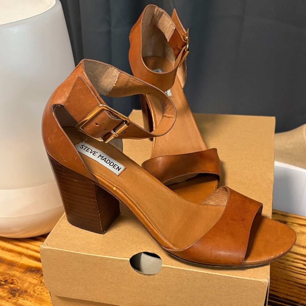 Steve Madden Brown Block Heel Sandals
